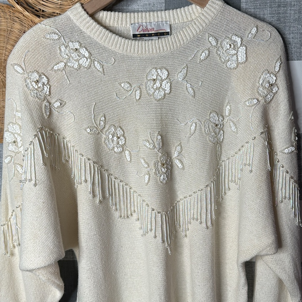 Vtg Sweater Embellished - Picture 2 of 9